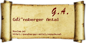 Günsberger Antal névjegykártya